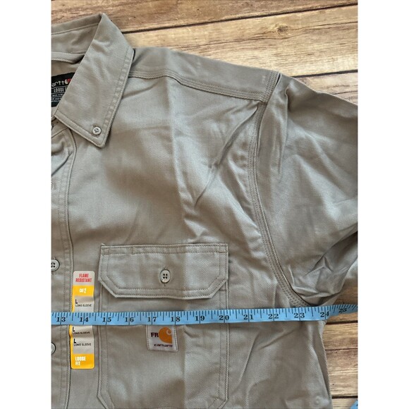 NWT CARHARTT FRS160 Flame Resistant Twill Shirt Men Large gray Workwear TEK - Picture 7 of 10